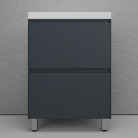 Тумба напольная Style Line Манхэттен 60 с раковиной Asti 60, эмаль, 2 ящика, Plus, графит - фото, отзывы, цена