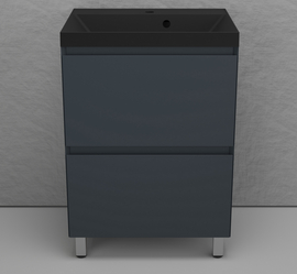 Тумба напольная Style Line Манхэттен 60 с раковиной Asti 60 антрацит, эмаль, 2 ящика, Plus, графит - фото, отзывы, цена