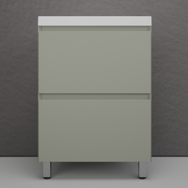 Тумба напольная Style Line Манхэттен 60 с раковиной Asti 60, эмаль, 2 ящика, Plus, олива - фото, отзывы, цена