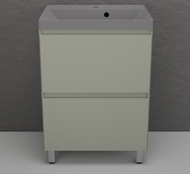 Тумба напольная Style Line Манхэттен 60 с раковиной Asti 60 серый шелк, эмаль, 2 ящика, Plus, олива - фото, отзывы, цена