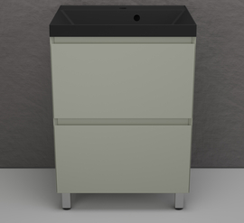 Тумба напольная Style Line Манхэттен 60 с раковиной Asti 60 антрацит, эмаль, 2 ящика, Plus, олива - фото, отзывы, цена