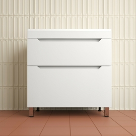 Тумба напольная Style Line Остин с раковиной Фортуна 80 антрацит, 2 ящика, белая, Plus - фото, отзывы, цена