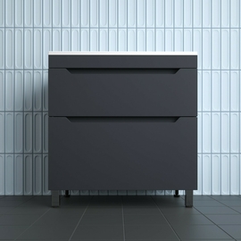 Тумба напольная Style Line Остин с раковиной Фортуна 80 серый шелк, 2 ящика, графит, Plus - фото, отзывы, цена