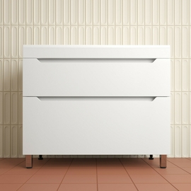 Тумба напольная Style Line Остин с раковиной Фортуна 100, 2 ящика, белая, Plus - фото, отзывы, цена