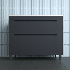 Тумба напольная Style Line Остин с раковиной Фортуна 100 жасмин, 2 ящика, графит, Plus - фото, отзывы, цена