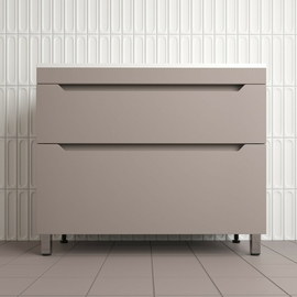 Тумба напольная Style Line Остин с раковиной Фортуна 100 серый шелк, 2 ящика, тауп темный, Plus - фото, отзывы, цена