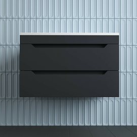 Тумба подвесная Style Line Остин с раковиной Фортуна 80 жасмин, 2 ящика, графит, Plus - фото, отзывы, цена