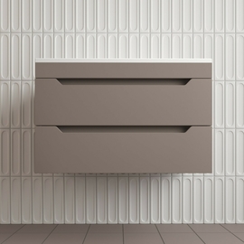 Тумба подвесная Style Line Остин с раковиной Фортуна 80 антрацит, 2 ящика, тауп темный, Plus - фото, отзывы, цена