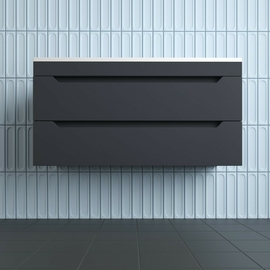 Тумба подвесная Style Line Остин с раковиной Фортуна 100, 2 ящика, графит, Plus - фото, отзывы, цена