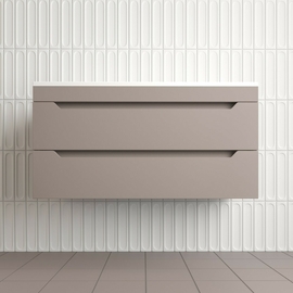 Тумба подвесная Style Line Остин с раковиной Фортуна 100 антрацит, 2 ящика, тауп темный, Plus - фото, отзывы, цена