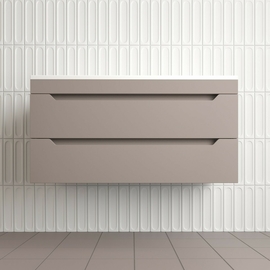 Тумба подвесная Style Line Остин с раковиной Фортуна 100 серый шелк, 2 ящика, тауп темный, Plus - фото, отзывы, цена