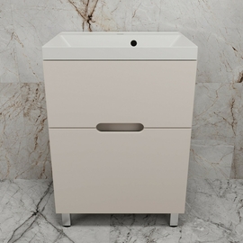 Тумба напольная Style Line Матис 60 с раковиной Asti 60 жасмин, 2 ящика, крем - фото, отзывы, цена