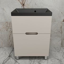 Тумба напольная Style Line Матис 60 с раковиной Asti 60 антрацит, 2 ящика, крем - фото, отзывы, цена