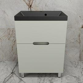 Тумба напольная Style Line Матис 60 с раковиной Asti 60 антрацит, 2 ящика, олива - фото, отзывы, цена