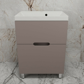 Тумба напольная Style Line Матис 60 с раковиной Asti 60 жасмин, 2 ящика, тауп темный - фото, отзывы, цена