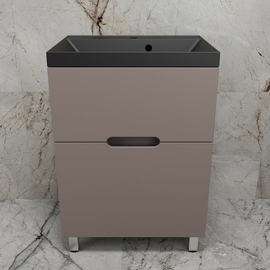 Тумба напольная Style Line Матис 60 с раковиной Asti 60 антрацит, 2 ящика, тауп темный - фото, отзывы, цена