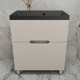 Тумба напольная Style Line Матис 70 с раковиной Asti 70 антрацит, 2 ящика, крем - фото, отзывы, цена