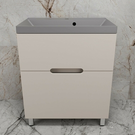 Тумба напольная Style Line Матис 70 с раковиной Asti 70 серый шелк, 2 ящика, крем - фото, отзывы, цена