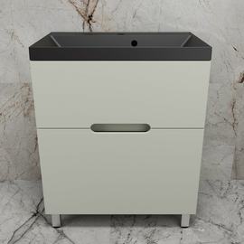 Тумба напольная Style Line Матис 70 с раковиной Asti 70 антрацит, 2 ящика, олива - фото, отзывы, цена