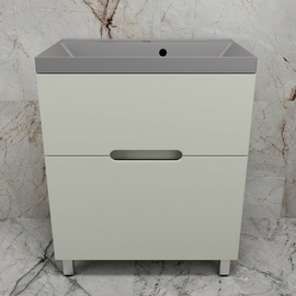 Тумба напольная Style Line Матис 70 с раковиной Asti 70 серый шелк, 2 ящика, олива - фото, отзывы, цена