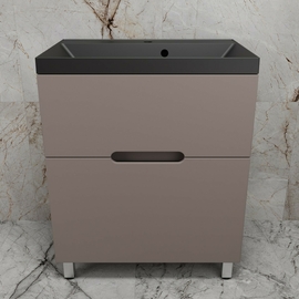 Тумба напольная Style Line Матис 70 с раковиной Asti 70 антрацит, 2 ящика, тауп темный - фото, отзывы, цена
