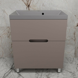 Тумба напольная Style Line Матис 70 с раковиной Asti 70 серый шелк, 2 ящика, тауп темный - фото, отзывы, цена