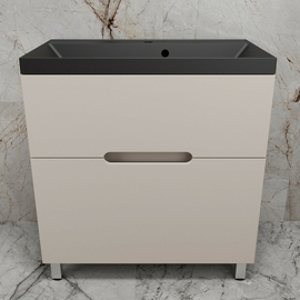 Тумба напольная Style Line Матис 80 с раковиной Asti 80 антрацит, 2 ящика, крем - фото, отзывы, цена