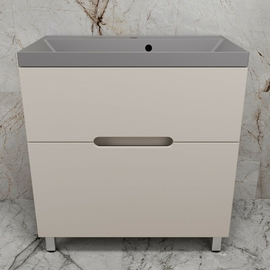 Тумба напольная Style Line Матис 80 с раковиной Asti 80 серый шелк, 2 ящика, крем - фото, отзывы, цена