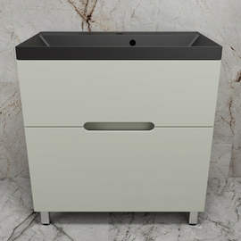 Тумба напольная Style Line Матис 80 с раковиной Asti 80 антрацит, 2 ящика, олива - фото, отзывы, цена