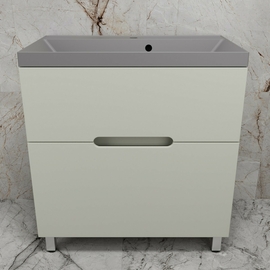 Тумба напольная Style Line Матис 80 с раковиной Asti 80 серый шелк, 2 ящика, олива - фото, отзывы, цена