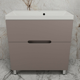 Тумба напольная Style Line Матис 80 с раковиной Asti 80 жасмин, 2 ящика, тауп темный - фото, отзывы, цена