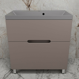 Тумба напольная Style Line Матис 80 с раковиной Asti 80 серый шелк, 2 ящика, тауп темный - фото, отзывы, цена