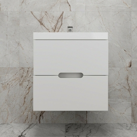 Тумба подвесная Style Line Матис 60 с раковиной Asti 60, 2 ящика, белая матовая - фото, отзывы, цена