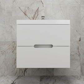 Тумба подвесная Style Line Матис 70 с раковиной Asti 70, 2 ящика, белая матовая - фото, отзывы, цена