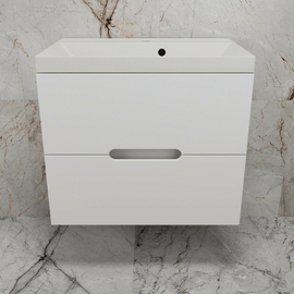 Тумба подвесная Style Line Матис 70 с раковиной Asti 70 жасмин, 2 ящика, белая матовая - фото, отзывы, цена