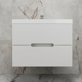 Тумба подвесная Style Line Матис 80 с раковиной Asti 80, 2 ящика, белая матовая - фото, отзывы, цена