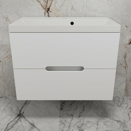 Тумба подвесная Style Line Матис 80 с раковиной Asti 80 жасмин, 2 ящика, белая матовая - фото, отзывы, цена