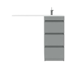 Тумба Style Line Даллас 100 Люкс Плюс с раковиной Estetus Даллас 100, напольная, 3 ящика, серая, правая - фото, отзывы, цена