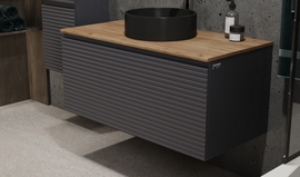 Тумба под раковину Jorno Cossety 100, подвесная, антрацит/дуб крафт золотой - фото, отзывы, цена