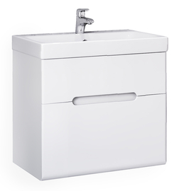 Тумба Jorno Moduo Slim 50 с раковиной, подвесная, белая - фото, отзывы, цена