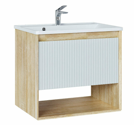 Тумба Jorno Tossony 70 с раковиной Classica 70, подвесная, сонома светлая/белая - фото, отзывы, цена