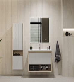 Пенал Jorno Tossony 140, подвесной, сонома светлая/белый - фото, отзывы, цена