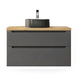 Тумба под раковину Jorno Wood 100 подвесная, со светлой столешницей, серая - фото, отзывы, цена