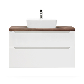 Тумба под раковину Jorno Wood 100 подвесная, с темной столешницей, белая - фото, отзывы, цена