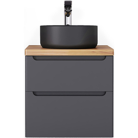 Тумба под раковину Jorno Wood 60 подвесная, со светлой столешницей, серая - фото, отзывы, цена