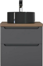 Тумба под раковину Jorno Wood 60 подвесная, с темной столешницей, белая - фото, отзывы, цена