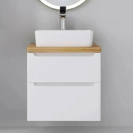 Тумба под раковину Jorno Wood 60 подвесная, со светлой столешницей, белая - фото, отзывы, цена