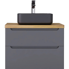 Тумба под раковину Jorno Wood 80 подвесная, со светлой столешницей, серая - фото, отзывы, цена