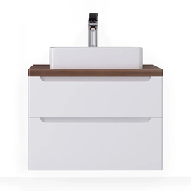 Тумба под раковину Jorno Wood 80 подвесная, с темной столешницей, белая - фото, отзывы, цена