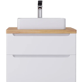 Тумба под раковину Jorno Wood 80 подвесная, со светлой столешницей, белая - фото, отзывы, цена
